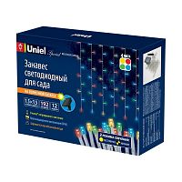Садовая гирлянда на солнечной батарее "Занавес" Uniel USL-S-132/PT1515 MULTICOLOR CURTAIN 1AA IP44 картинка 